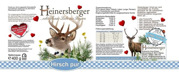 Hirsch pur 400 g - in Deutschland entwickelt und hergestellt  -